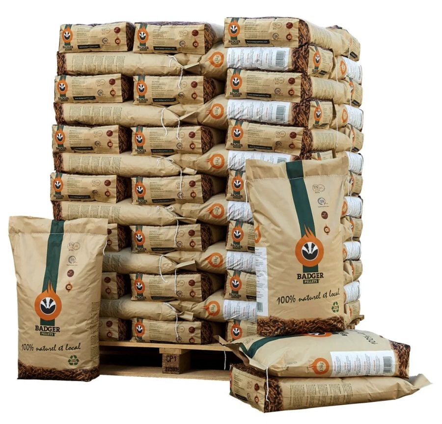 Granulés de bois naturels Badger – palette 990 kg (66 sacs)